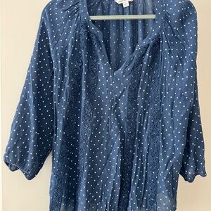Navy Blue Polka Dot Women's Top - XL